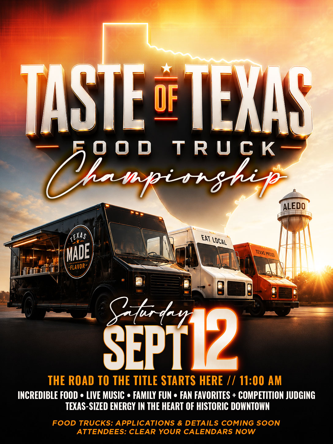 Taste of Texas Food Truck Championship Tour poster — Saturday, September 12 in Aledo, Texas