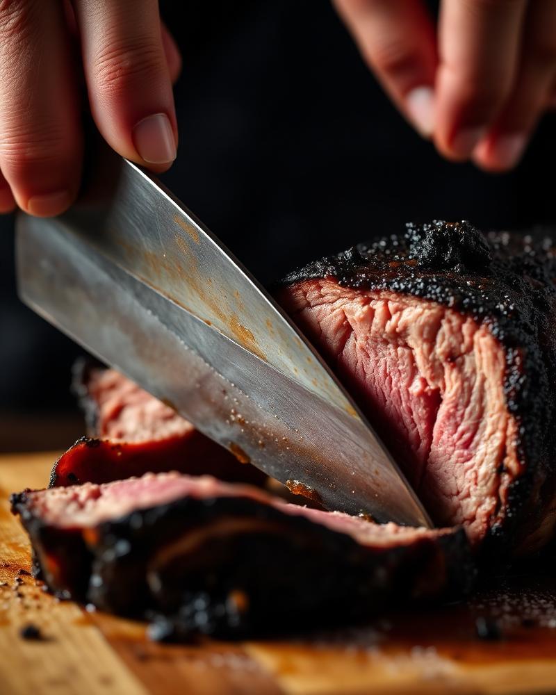 Brisket being sliced